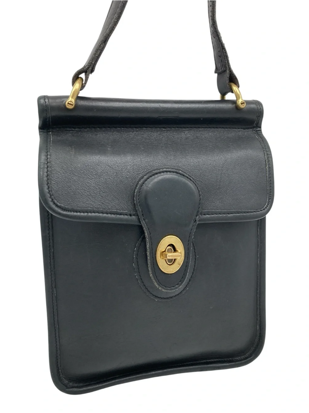 Vintage Unbranded Leather Turnlock Crossbody Bag